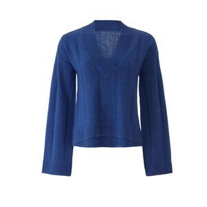 Derek Lam 10 Crosby Military Blue V-Neck Pullover Wool Sweater Size XS Org. $395